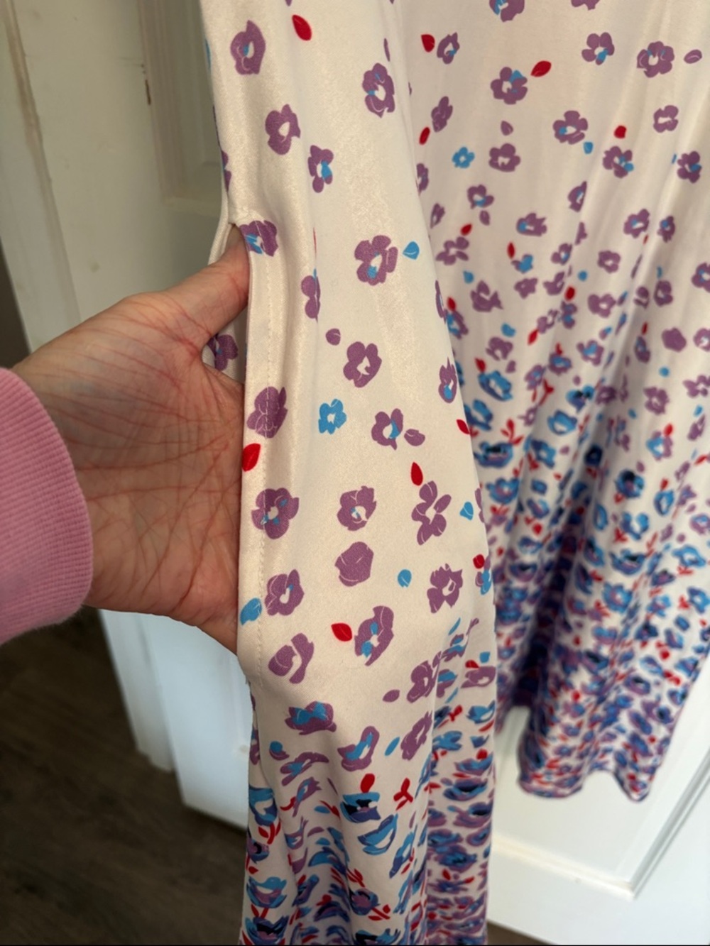 Reborn White Dress with Purple and Blue Floral Print - Picture 4 of 6